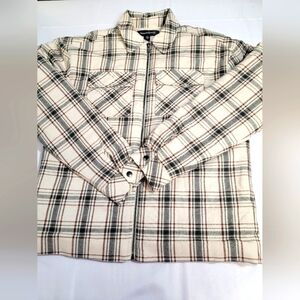 Treasure and Bond Plaid Long Sleeve Zip Front Girls Shacket Size XL (14/16)